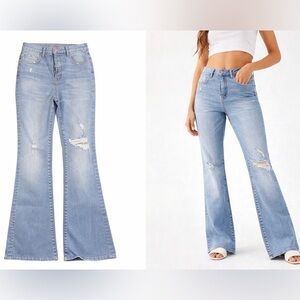 Pilcro High-Rise Light Wash Flare Jeans - Light Blue